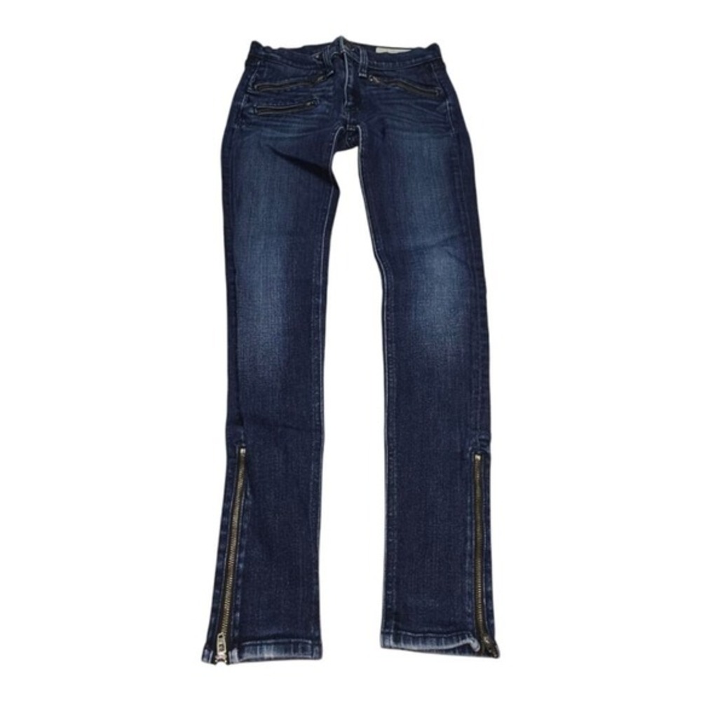 Rag & Bone Kensington Moto‎ Skinny Jeans Dark Indigo Ankle Zip W1522K520ND Sz 25 - Picture 3 of 13